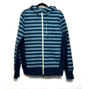 Lululemon Mens Core Hoodie Sweatshirt Micro Macro Stripe Inkwell Blue Medium